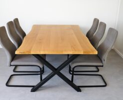 Alternative view of Massivholztisch Eiche "X-Gestell"